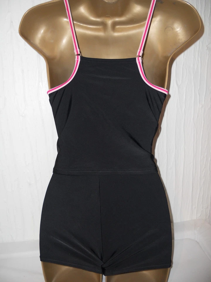 BLACK / PINK SPEEDO SHORTS LEG TANKINI BIKINI SIZE 12 36" SWIMWEAR - Image 3 of 3