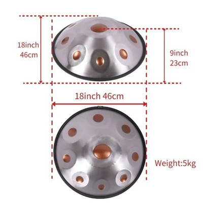 440 Hz Golden eyes Nine Tones Handpan Percussion Drummer Drum - Photo 1/4