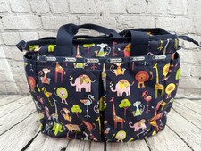 Le Sportsac Ryan Baby Bag Navy Zoo Animals Large MISSING SHOULDER STRAP