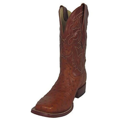 CORRAL Men's Cognac Small Quill Ostrich Leather Star Inlay Square Toe A1318