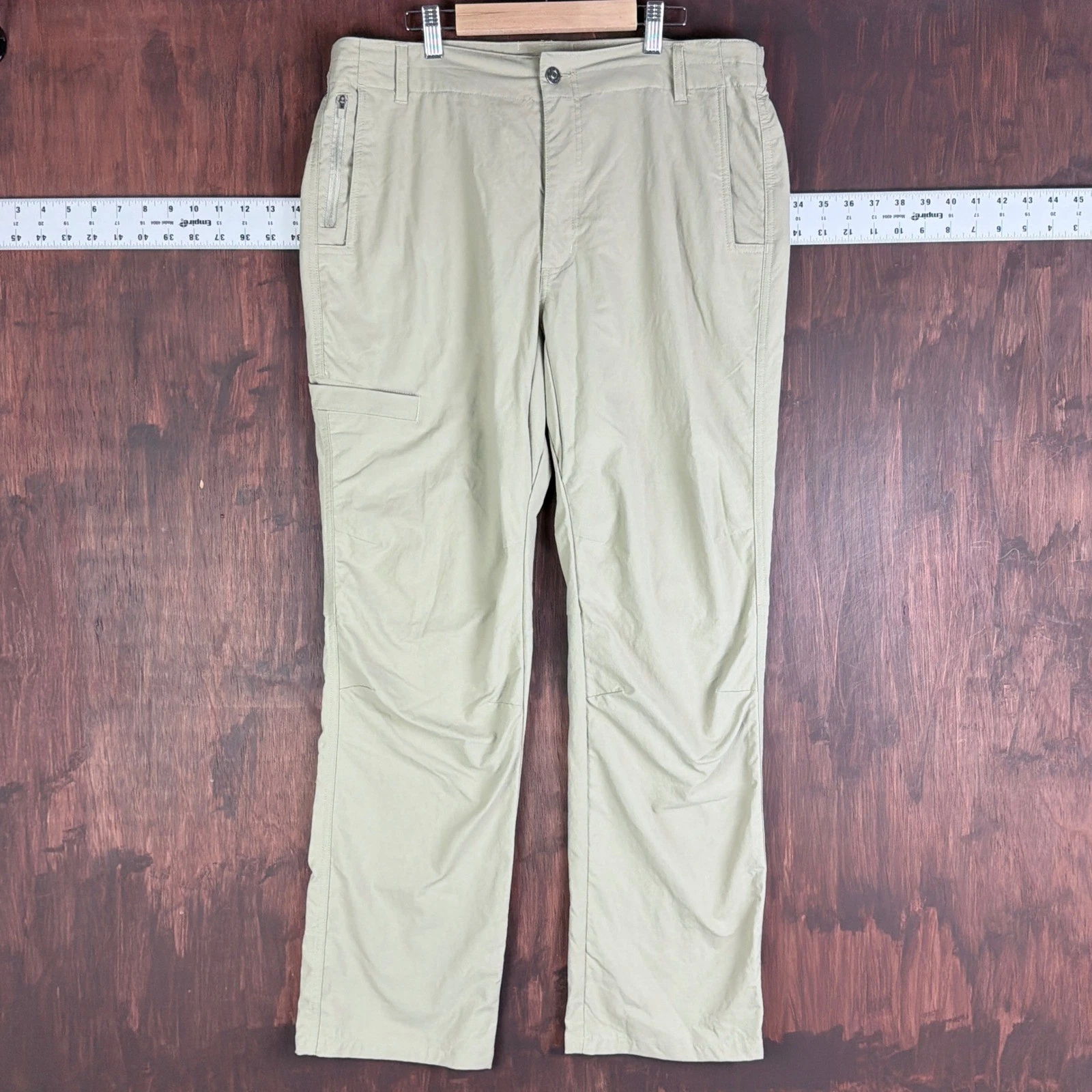 Duck Camp Nylon Spandex Outdoor Hiking Fishing Field Pants Khaki Tan Mens Large