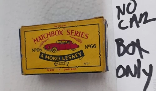 Matchbox Series A Moko Lesney No. 65 Red Jaguar Metal Car Box Empty No Car