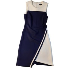 Tommy Hilfiger Colorblock Sheath Dress Sleeveless Career Work Navy White
