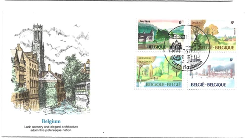 Belgium 1983 FDC Picturesque Landscapes with set of 4 stamps - Cachet
