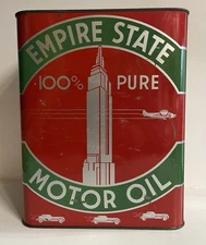 VINTAGE EMPIRE STATE MOTOR OIL  2 GALLON  Tin Can