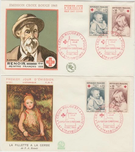 France  1965  2 FDC  Red Cross issue   good condition