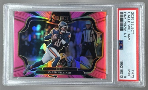Caleb Williams 2025 Panini Select #473 Pink Prizm Field Level 1/1 PSA 9