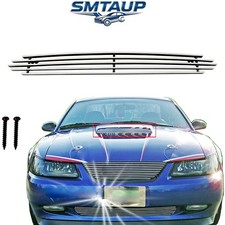 Solid Billet Grille Fits 99-04 Ford Mustang Gt V8 Chrome Hood Scoop Grill Insert