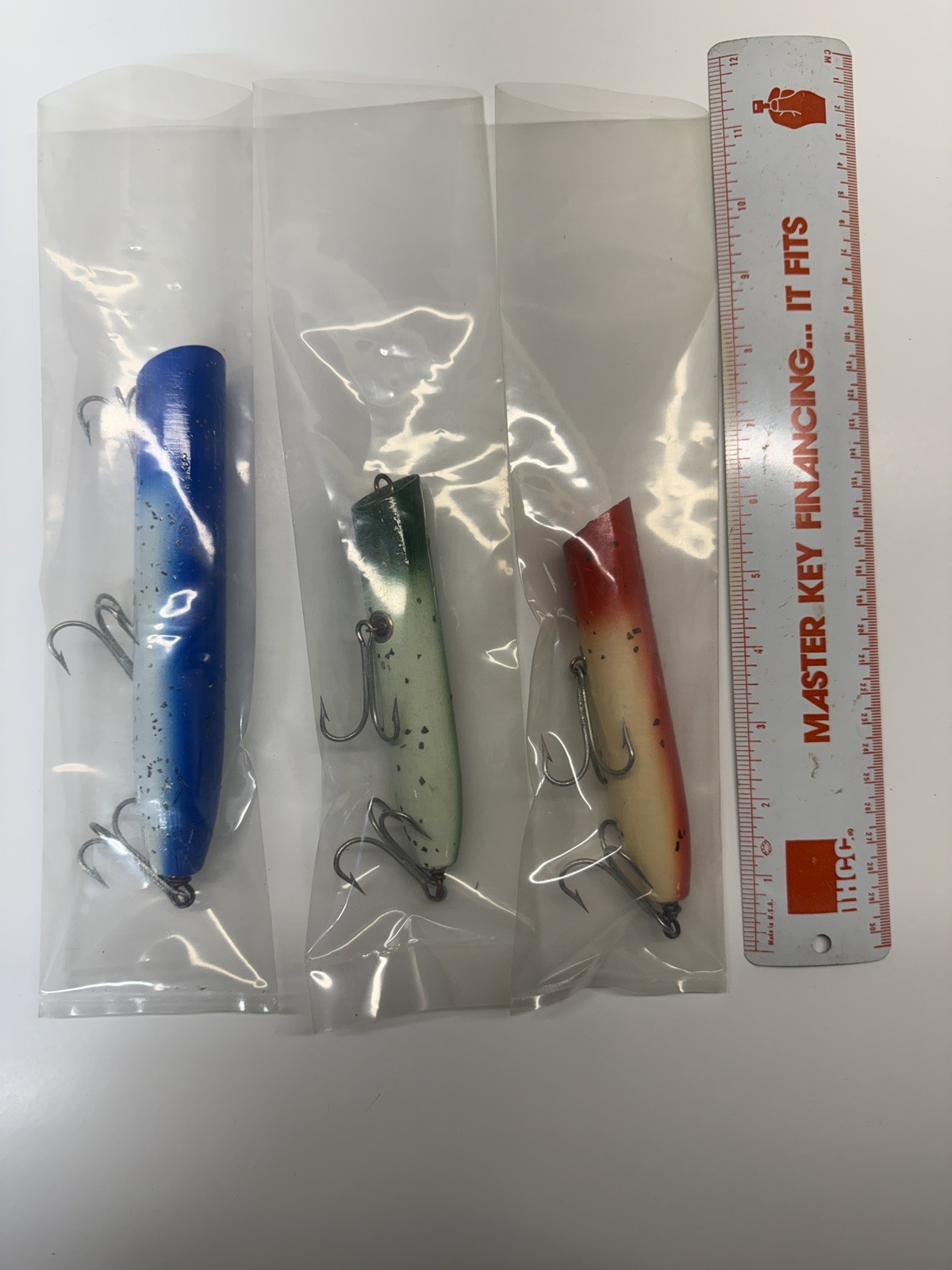 Gibbs? Lot of 3 Custom Plugs Wood Surf Fishing Lure Striped Bass Saltwater  - Image 9