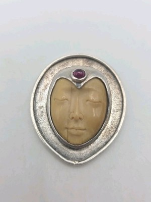 Sterling Silver 925 Sajen Moon God Amethyst Pendant 19.6g - Read