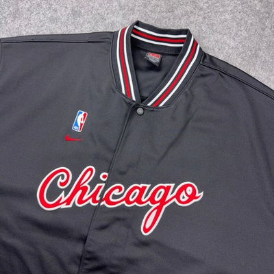 #ad VTG Chicago Bulls Jersey Men 4XL Black Snap Button Shooting Shirt NBA Basketball $142.45