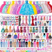 120 PCS Clothes Doll Fashion Wear Clothing Outfits Dress up Gown Shoes Lot