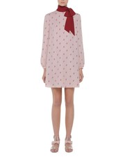 Valentino Tie Neck Floral-print Silk Crepe de Chine Mini Dress Sz 6