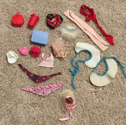Vintage Mattel Barbie & Other Doll Lot of Hats Scarves Bags & Miscellaneous