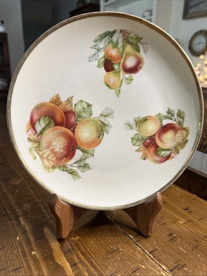 Antique German Hand painted 8  Plate With Gold Trim , Cottage core, Granny core