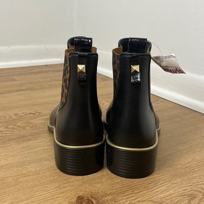 Kate Spade Leopard Print Rain Boots Women 8 Black Chelsea  display picture 1