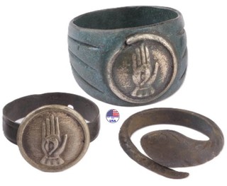 Masonic set 3 pcs Eye of providence Freemasonry Hand of Fatima Snake Silver badg