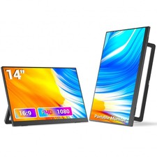 Portable Monitor 14 Inch Ultra-Slim IPS FHD USB HDMI Travel Monitor for Lapto...