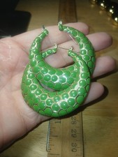 Vintage 70s Style Green Enamel Hoops