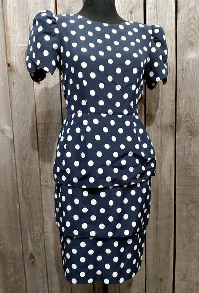 Women American Vintage Dress White Silk 34 / XS /