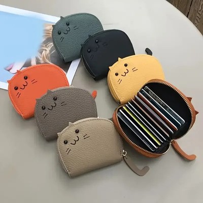 Kawaii Cat Wallet Cute PU Leather Coin Purse Multi Card Holder Zip Small Pouch