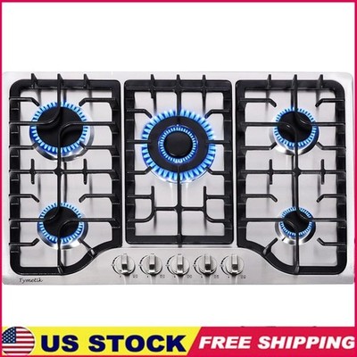 High Efficiency Gas Cooktop 5 Sabaf Burners Stainless Steel NG LPG Convertible