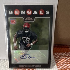 Topps 2008 Chrome Rookie Autograph Keith Rivers #TC252 Bengals NFL Football Card. rookie card picture