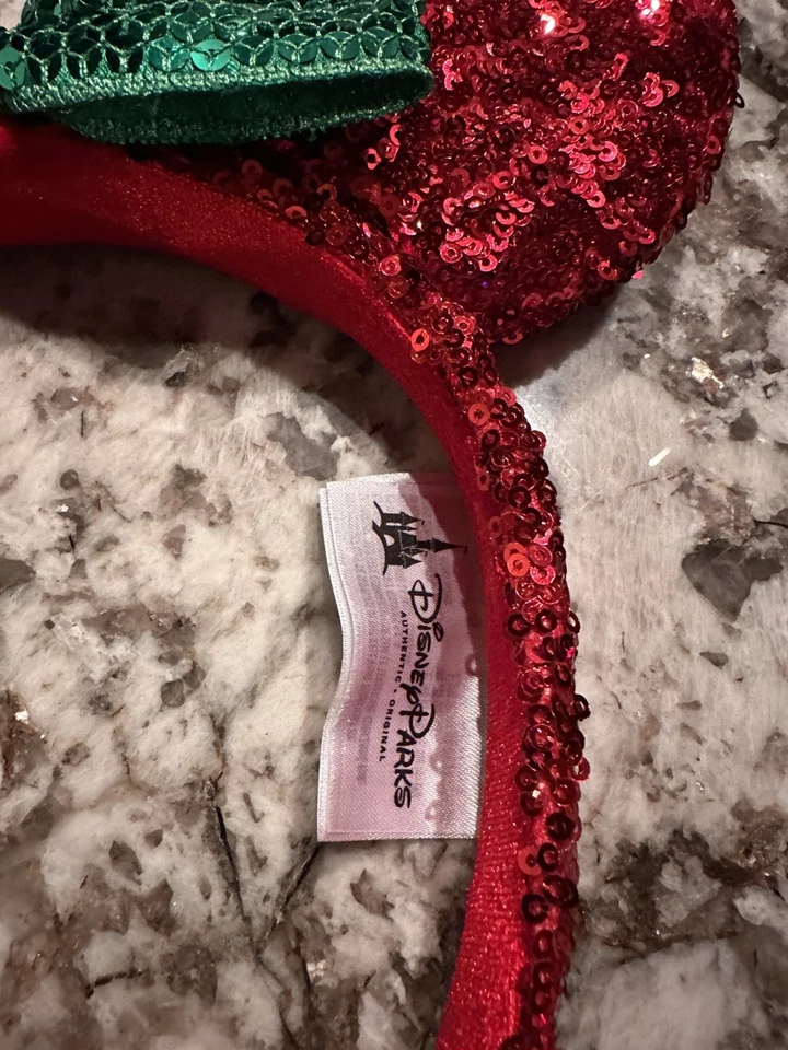 Diadema Orejas de Minnie Mouse Roja Navidad Parques Disney Verde RETIRADA Foto 3 de 3