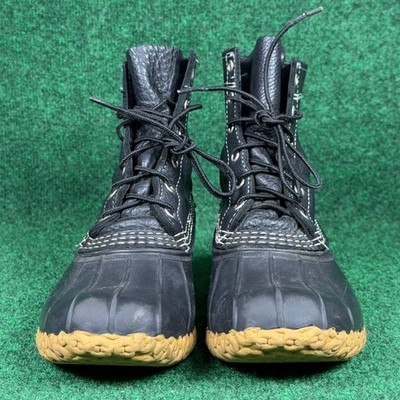 LL Bean Boots 8 Inch Black Tumbled Leather Duck Boots Mens 8  display picture 2