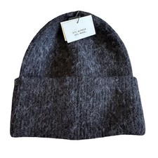 NWT Zara Gray Beanie Alpaca Wool Ribbed Womens Medium Christmas Winter Stretch