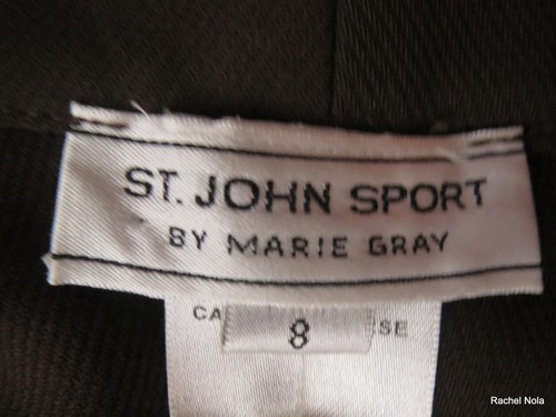 Pantalones deportivos St John talla 8 M marrón acanalados 3 bolsillos pierna recta frente plano ajustados - Imagen 3 de 9