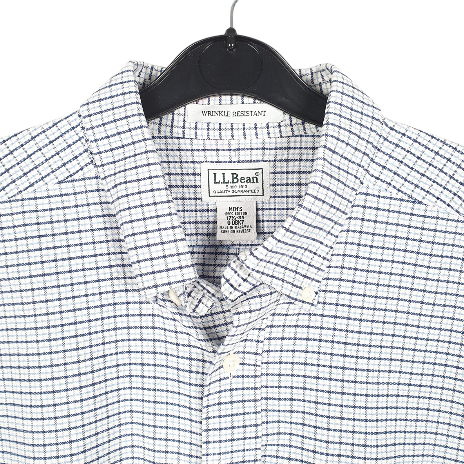 L.L.BEAN Blue Check Shirt Long Sleeve Casual Cotton Mens XL image 2