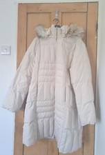Womens White/ Light Beige Feather Puffer Coat Xl Per Una Marks And Spencer