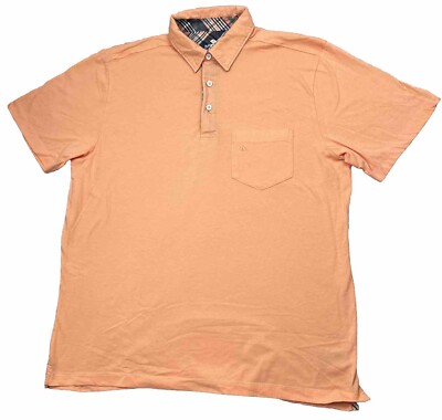 Sperry Polo Shirt Adults Medium Orange Coral Reef Front Pocket Short Sleeve 