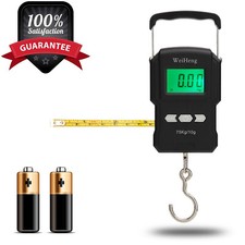 Digital Fish Scale Hanging Scale w/ Built-in Measuring Tape Backlit LCD Display