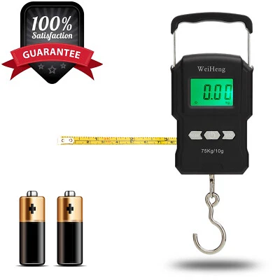 Digital Fish Scale Hanging Scale w/ Built-in Measuring Tape Backlit LCD Display - Image 1 of 4