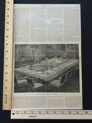 Rare Antique Orig VTG 1883 A Modern Dinner Table W. A. Rogers Drawn Ad Art Print