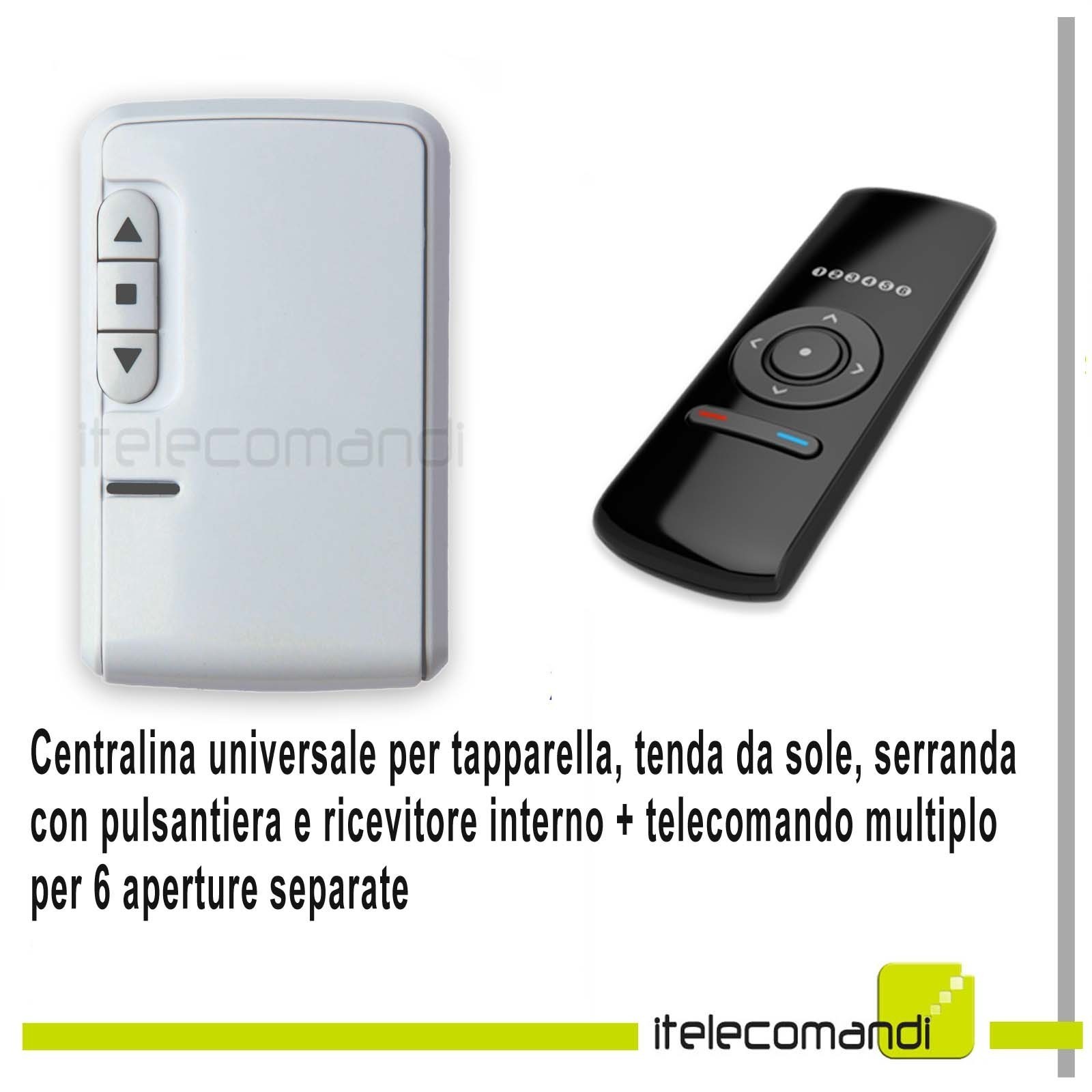 Kit Centralina universale x tapparelle tende da sole + telecomando multiplo 6 ch