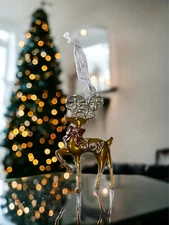 Harvey Lewis Reindeer Joy European Crystals Ornament Collectible