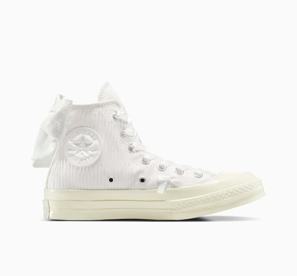 Scarpe Converse donna Chuck 70 fiocchi alte eleganti bianche