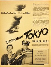 1944 Warner Bros Destination Tokyo Movie Cary Grant WWII Vintage Print Ad