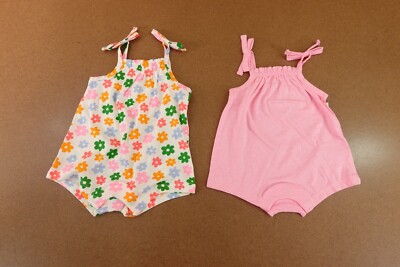 Old Navy Baby Girl 0-3 Months Colorful Jersey-Knit Tie-Bow Romper 2-Pack NWT