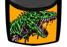 Zombie Raptor Dinosaur Truck Car Hood Wrap Vinyl Graphic Decal Orange Green