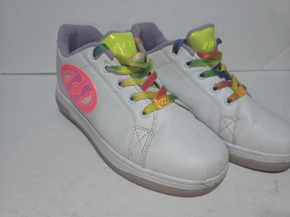 Heelys Glower HE100857 White Womens Size 7  Pink Logo and Rainbow Laces - Image 4 of 4