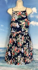 Charlotte Russe   Size M    Navy Blue    FIT & FLARE MINI DRESS    Floral Cotton