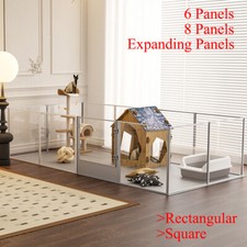 Less Confined Acrylic Pet Playpen Dog Cat Rabbits Safe Fence Whelping Box w Mat