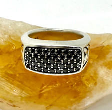 David Yurman Pave' Black Diamond Sterling Silver Ring Size 8 3/4