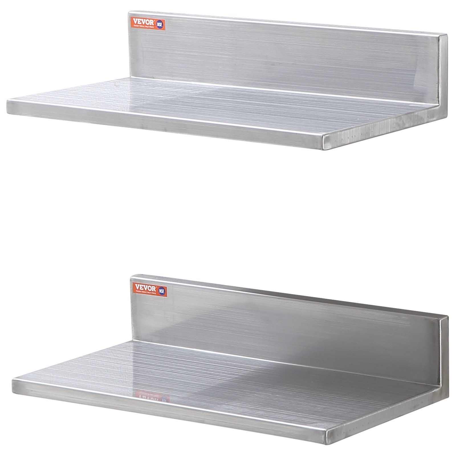 2PackHeavy Duty Stainless Steel Shelf 8.6x16 Wall Mounted 44 LBS Load  Capacity