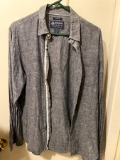 Vintage Preppy  American Rag Linen Button Down Shirt ,Size Medium Color blue 