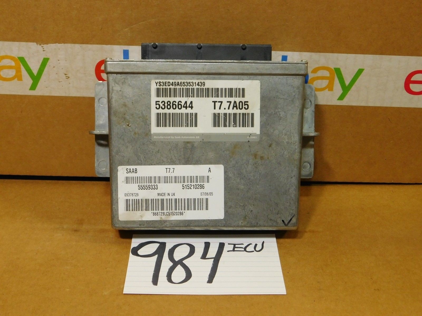 2002 Saab 9-5 #984 Engine Computer ECM ECU ( 5386644-T7.7A05 )